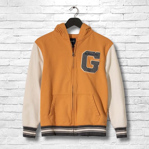 Gap Hoodie - Boys XXL - Golden Yellow Unisex Youth Retro Vintage Varsity Jacket - Picture 1 of 6